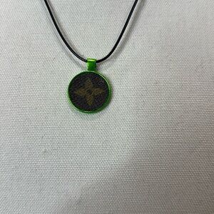 Necklace with upcycled Louis Vuitton monogram charm